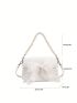 Mini Flap Square Bag Bow & Pearl Decor Pink