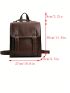 Medium Flap Backpack Buckle Decor Contrast Binding Design