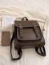 Medium Flap Backpack Buckle Decor Contrast Binding Design