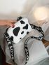Mini Box Bag Cow Pattern Adjustable Strap With Zipper