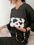 Mini Box Bag Cow Pattern Adjustable Strap With Zipper