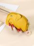 Genuine Leather Coin Purse Litchi Embossed Cartoon Elephant Design