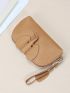 Elephant Design Wristlet Bag Zipper Genuine Leather Green