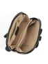 Elephant Design Wristlet Bag Zipper Genuine Leather Green