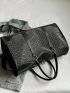 Studded Decor Travel Bag Double Handle Zipper