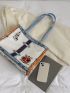 Cartoon Graphic Shoulder Tote Bag Double Handle Small