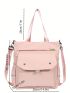 Medium Zipper Shopper Bag Pink Letter Graphic Adjustable-strap