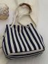 Striped Pattern Shoulder Bag Small Double Handle