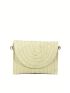 Color Block Straw Bag Flap Medium Vacation