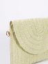 Color Block Straw Bag Flap Medium Vacation