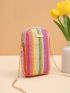 Mini Metal Patch Straw Bag Colorblock Vacation