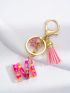 Letter Design Butterfly & Tassel Decor Bag Charm Fashion