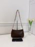 Crocodile Embossed Chain Baguette Bag Fashion Brown
