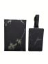 Letter Print Marble Print Passport Case With Luggage Tag