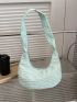 Textured Hobo Bag Fashion Green With Zipper Casual