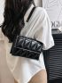 Quilted Square Bag Black Flap Chain Strap