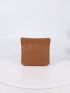 Litchi Embossed Coin Purse Brown PU For Daily, Cosmetic Bag, Organizer Bag, Lipstick Bag For Travel Mini Small Slim Bag