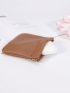 Litchi Embossed Coin Purse Brown PU For Daily, Cosmetic Bag, Organizer Bag, Lipstick Bag For Travel Mini Small Slim Bag