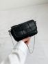 Mini Square Bag Black Braided Textured Flap For Daily