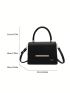Litchi Embossed Letter Graphic Flap Square Bag Fashionable Top Handle PU