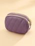 Litchi Embossed Coin Purse Fashionable Zipper Genuine Leather