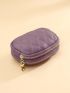 Litchi Embossed Coin Purse Fashionable Zipper Genuine Leather