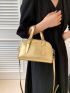 Buckle Decor Square Bag Metallic PU Funky
