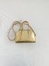 Buckle Decor Square Bag Metallic PU Funky