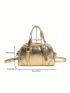 Buckle Decor Square Bag Metallic PU Funky