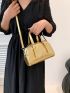 Buckle Decor Square Bag Metallic PU Funky