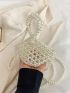 Plastic Novelty Bag Faux Pearl Decor White Mini