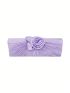 Polyester Square Bag Flower Decor Ruched Design Flap Mauve Purple