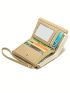 PU Small Wallet Letter Graphic Multiple Card Slot Khaki