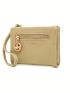 PU Small Wallet Letter Graphic Multiple Card Slot Khaki