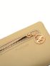 PU Small Wallet Letter Graphic Multiple Card Slot Khaki