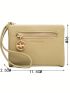 PU Small Wallet Letter Graphic Multiple Card Slot Khaki