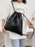 Large Drawstring Backpack Eyelash Pattern PU