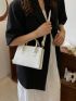 Double Handle Square Bag With Zipper PU Neon Pink