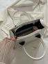 Double Handle Square Bag With Zipper PU Neon Pink