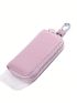 Litchi Embossed Key Case Zipper Genuine Leather