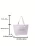 Letter Graphic Shoulder Tote Bag Double Handle, Clear Bag