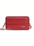 Letter Patch Decor Phone Wallet Zipper Red