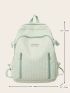 Letter Patch Decor Classic Backpack Medium Zipper With Bag Charm