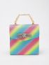 Mini Glitter Rainbow Striped Pattern Square Bag Glamorous