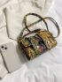 Mini Snakeskin Embossed Square Bag Twist Lock Funky