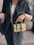 Mini Snakeskin Embossed Square Bag Twist Lock Funky