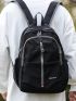 Medium Functional Backpack Letter Patch Decor