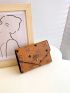 Geometric Pattern Small Wallet Flap Metal Decor