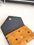 Geometric Pattern Small Wallet Flap Metal Decor