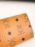 Geometric Pattern Small Wallet Flap Metal Decor